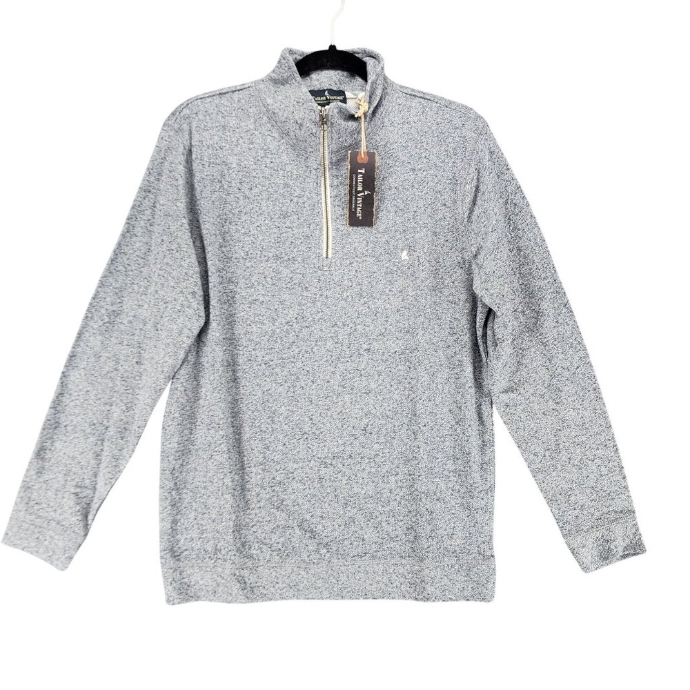 Tailor Vintage Shirt Mens Small Blue Long Sleeve Zip Terry Knit Sweatshirt *NWT*